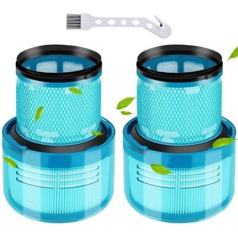 Filtres Compatible avec Dyson V6 V8 V11V12 V15 Detect Absolute, 2 Pcs Filtre de Remplacement pour Aspirateur Dysons, Bleu (1/4)