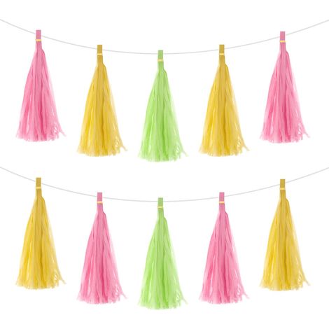 15Pcs Guirlandes de Pompons Lumineux Jaune Vif Vert Verre Rose (1/5)