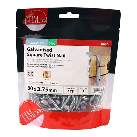 TIMCO Square Twist Nails Galvanised - 30 x 3.75
