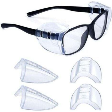 Lot de 2 paires de protections latérales pour lunettes de sécurité - Protection latérale transparente - Protection latérale univers - Pour lunettes de petite et moyenne taille (1/4)
