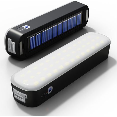 Wiederaufladbare Solar-Campingtaschenlampe, 8000 mAh, 1500 lm, 4 LED-Modi, ideal für Auto, Zuhause, Stromausfälle, Garage oder Garten, schwarz (1 Stück). (1/5)