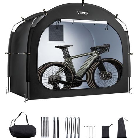 VEVOR Bike Storage Tent, 4 to 5 Bikes, Outdoor Spacious Bike Storage Tent with Ventilated Window, Waterproof Easy-to-Install Bike Tent with High Strength Fiberglass & Dual Zippers, Fit for Bicycle (1/5)
