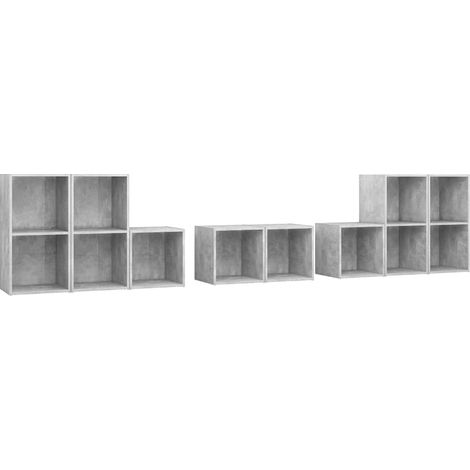 Maison Exclusive - Set Mobile TV 8 pz Grigio Cemento in Legno Multistrato (1/5)