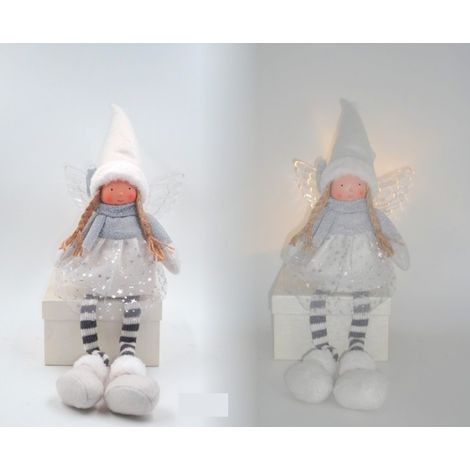 Bambola decorazione natalizia in stoffa con luce 48 cm (1/2)
