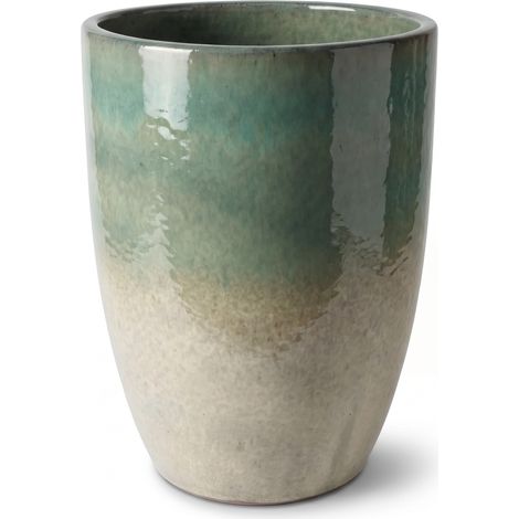 Pot grande taille d'extérieur MAZARIN 45x60cm brume d'été, fait main en terre cuite émaillée, résistant au gel (1/2)