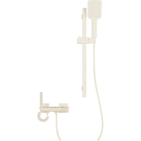 Robinet de douche hauteur réglable pomme de douche ABS haute pression sortie cascade crème blanche