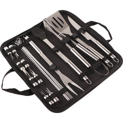20 Pièces Ustensiles Barbecue Acier Inoxydable Alimentaire Pique Fourchette Couteau Set Outils BBQ pour Camping Randonnée (1/5)