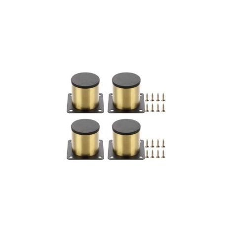 Lot de 4 pieds de meuble de 5 cm en acier inoxydable - Pour chaises, table, armoire, bureau, canapé, meubles - Avec vis - Montage facile - Rond (doré)-Crezuo
