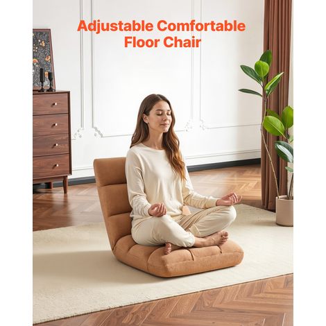 Fauteuil de Sol Pliable, Dossier Réglable à 14 Positions, Chaise de Sol en Polaire Corail avec Structure en Métal et Mousse Recyclé… (1/5)