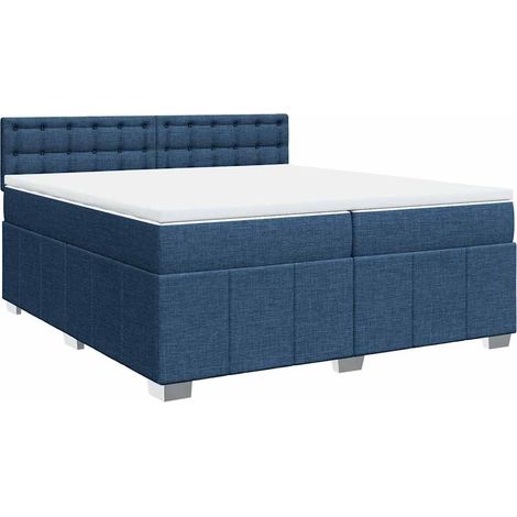 Maison Exclusive - Sommier à lattes de lit avec matelas Bleu 200x200 cm Tissu (1/5)