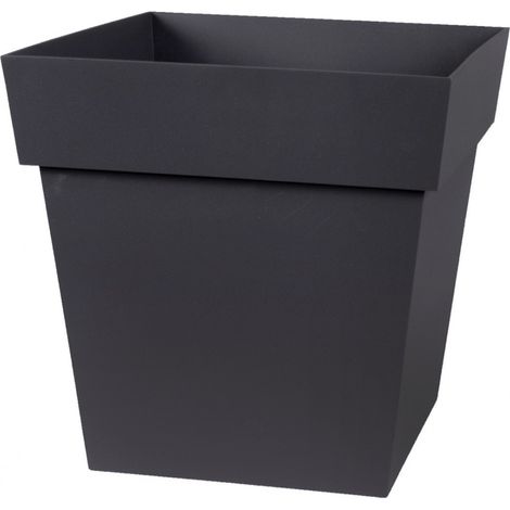EDA – Pot Toscane Carré 22L anthracite – Résistant aux UV et gel – Zone de rétention d'eau intégrée – Design carré contemporain