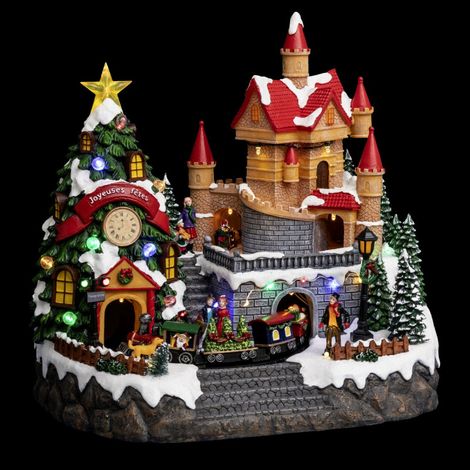 Village lumineux manoir du Père Noël 33 LED l.31cm musical - Feeric lights & christmas (1/3)