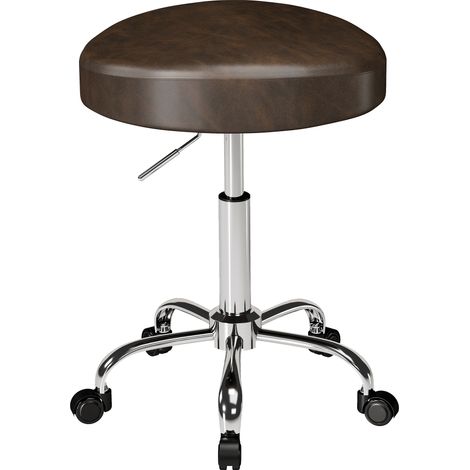 Tabouret pivotant à 360° avec hauteur réglable, revêtement en similicuir, capacité de charge 120 kg, 39 x 34,5 x 52-67,5 cm, marron (1/5)