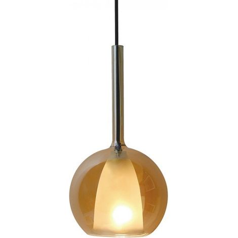 LAMPADARIO CON PORTALAMPADA DOPPIO VETRO AMBER+BIANCO 180MM