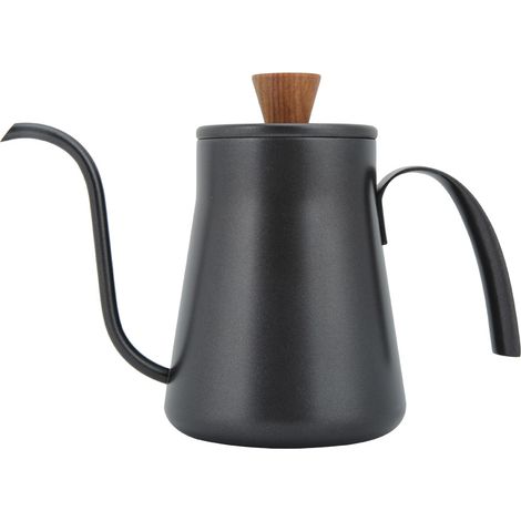 Cafetière/théière rétro en acier inoxydable de 400 ml à col étroit avec couvercle et poignée (1/5)