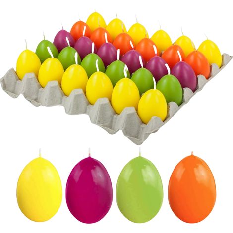 Huevo de Pascua Bolsius con Velas Surtidas de Colores, 30 Piezas (1/3)