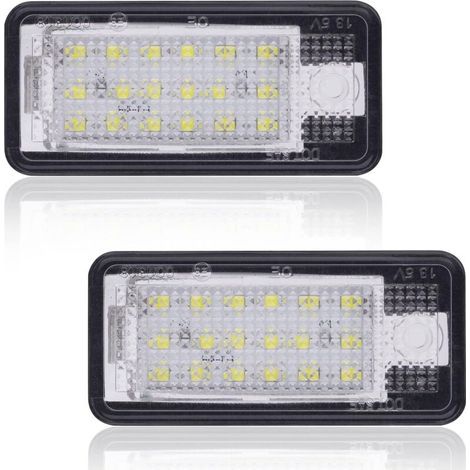 Ampoules LED plaque d'immatriculation 12V 18 SMD 6000K – CanBus sans erreur – Lumière xénon blanc – Pour A/udi A3 A4 A6 Q7 RS4 RS6 - 18SMD (1/5)