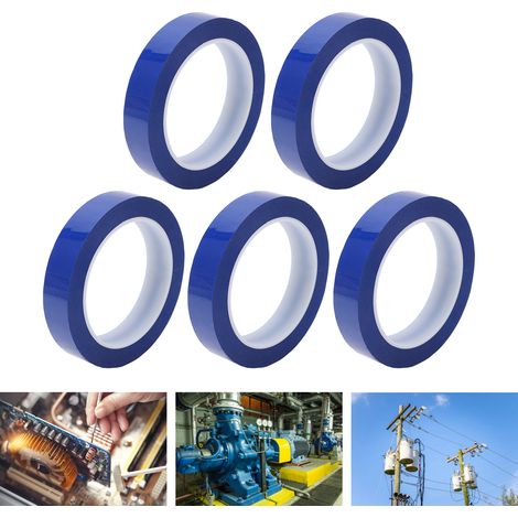 Verkauft in 5er-Packs, 0,05 mm dicke Klebeschicht, 20 mm breite Oberfläche, 66 m Gesamtlänge, Mylar-Band, hitzebeständiges PET-Isolierband, blau. (1/5)