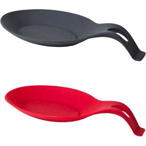 Spoon Rest - Silicone - Heat Resistant Up To 230°C - For Kitchen Stove Top Counter - With Hanging Hook Hole - 2 Pieces (1/5)