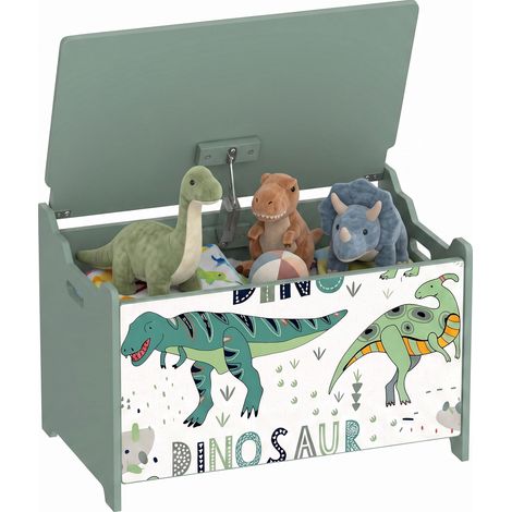 AIYAPLAY Storage Chest, Wooden Toy Chest with Lid, Security Hinges, Green (1/5)