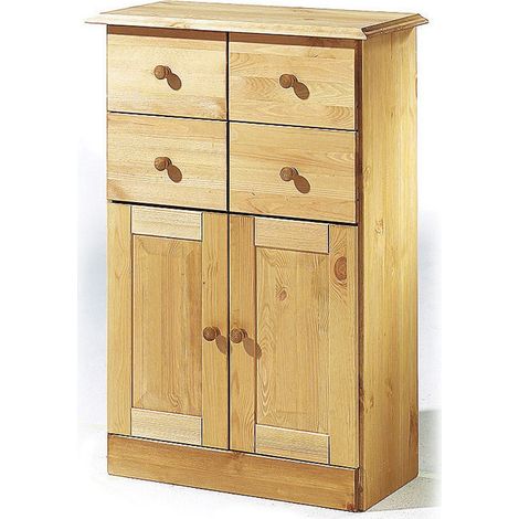 Meuble de salle de bain avec 2 portes et 4 tiroirs en pin (1/3)