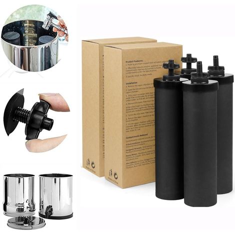Elle – Filtre à eau gravitaire 4 pièces – Compatible Berkey, Berkefeld, Doulton – Charbon actif de noix de coco – Filtration jusqu'à 22 700 litres