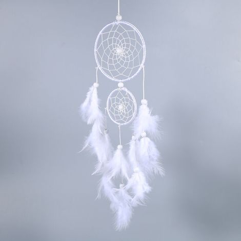 Ulisem White Indian Style Dreamcatcher Wind Chimes, Feather Pendant, Wall Decoration for Home and Window (1/4)