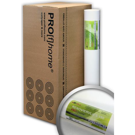 Fibre de rénovation non-tissé à peindre 150 g Profhome 399-150 intissé de lissage professionnel Papier peint intissé blanc 9 rouleaux 168,75 m2