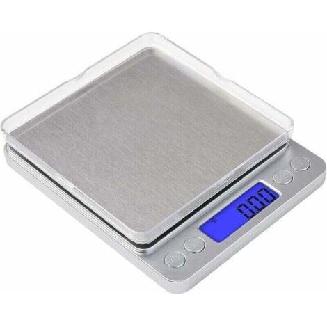BUNTHAUS Balance de précision 1000 g/0,1 g, balance de cuisine, balance de poche et balance de bijoutier, balance électronique haute précision, écran LCD rétroéclairé, fonctions tare et PCS, avec brac