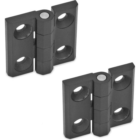 Ganter Norma Elementi cerniere, 2 pezzi, colore: nero, da 40 a struttura opaco, GN 237 – ZD -40 – SW (1/2)