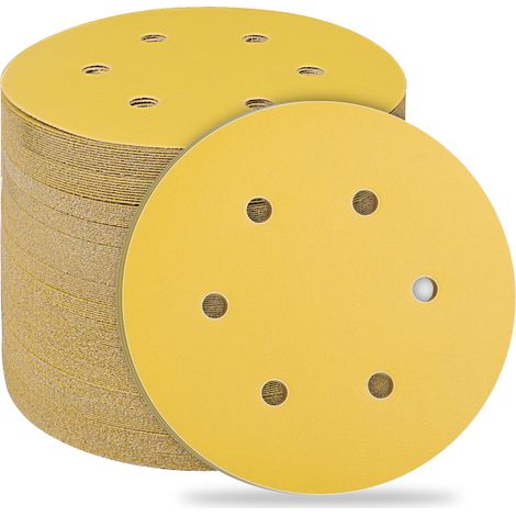 Disques Abrasifs 150mm Lot de 50 - Ponçage Fin Grain 600, 6 Trous, pour Ponceuse Excentrique, Polir et Dérouiller
