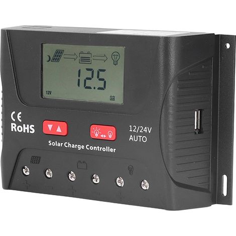 30A 12V/24V PWM Solarladeregler mit LCD-Bildschirm, automatischer Erkennung und einstellbaren Parametern für Wohnmobile und Boote. (1/5)