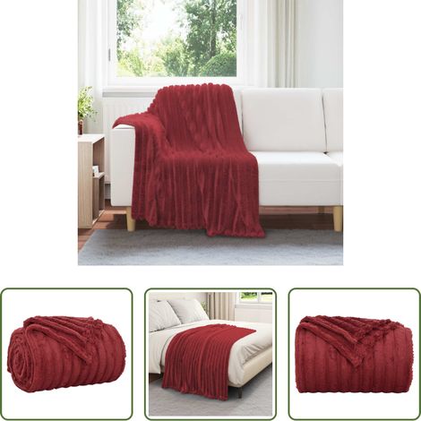 Couverture pour canapé - Jeté Rouge Bordeaux 150 x 130 cm Toison (1/5)