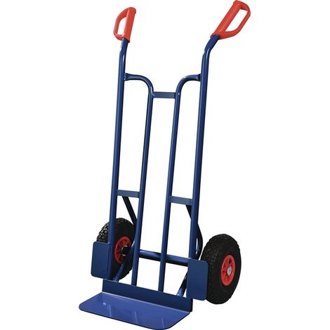 TECWERK Sackkarre Höhe 1150 mm Schaufel-L150xB400mmLuft-Bereifung Tragfähigkeit 250 kg saphirblau, RAL 5003