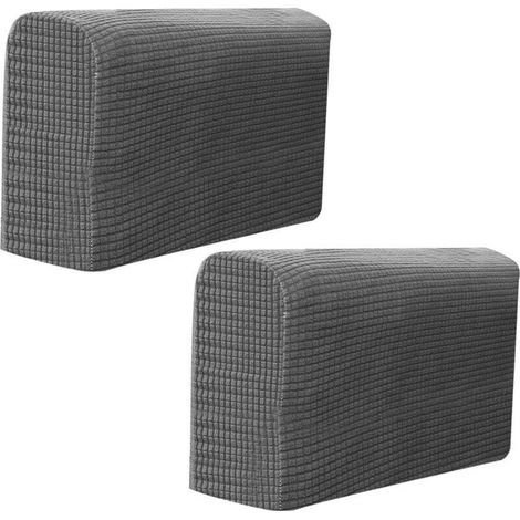 Lot de 2 protections d'accoudoirs de canapé pour fauteuils, canapés, fauteuils antidérapants, de qualité supérieure, extensibles et extensibles (gris foncé) (1/3)