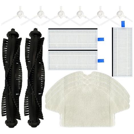 Lot de 14 accessoires pour aspirateur robot Tefal Rowenta X-plorer série 75 RG7687 accessoires de rechange pour aspirateur balai roulant, brosse latérale, filtre, tampon de nettoyage compatible avec (1/5)