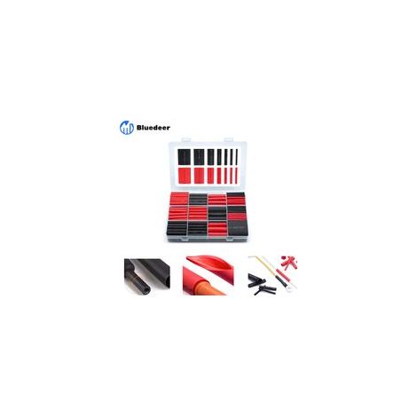 400 Pièces Kit de Gaine Thermorétractable Etanche - 3:1 Tube Thermoretractable à double paroi - Revêtement adhésif - Gaine Thermo - Noire, Rouge
