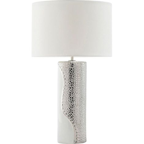 Lampada da tavolo moderna in color bianco/argento Aiken