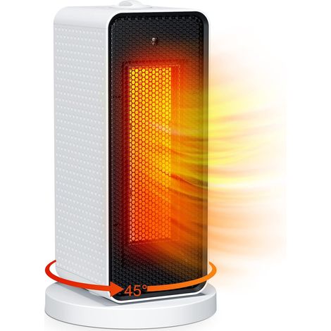 Termoventilatore da bagno 1200W PTC Termoventilatore da bagno Oscillazione a 90° 6 modalità di temperatura Protezione antiribaltamento e surriscaldamento per ufficio, soggiorno (1/5)