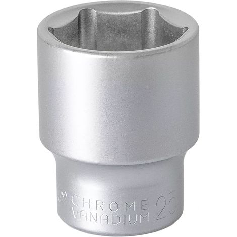 Llave de vaso de 1/2 pulgada, 6 ángulos, 25 mm, acero cromo-vanadio CRV (1/2)