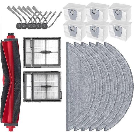 Pièces détachées pour Roborock Q10 S5/Q10 S5+/Q10V/Q10V+/Q10 VF/Q10 VF+/S8 Pro Plus : filtre de brosse principale, chiffon de nettoyage et sac à poussière