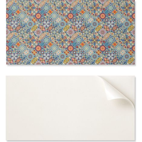 Azulejos decorativos de vinilo para pared con estampado de mandala multicolor, 10x40x20 cm.