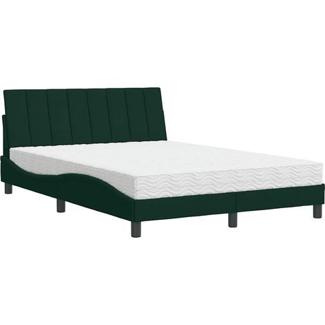 Maison Exclusive - Letto con Materasso Hanko Verde Scuro 140x190 cm in Velluto (1/5)