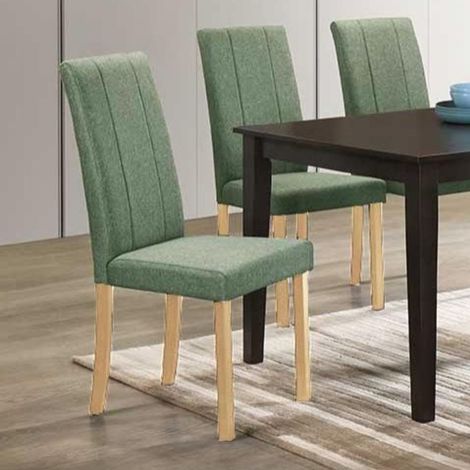 Set 2 Sedie imbottita struttura in legno rovere e tessuto verde con cuciture verticali Tom (1/5)