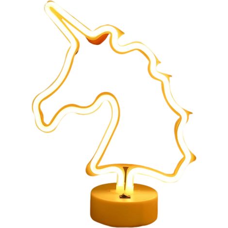 1 Lampe néon licorne, forme cœur, double alimentation USB et pile, télécommande, décoration chambre enfant (1/5)