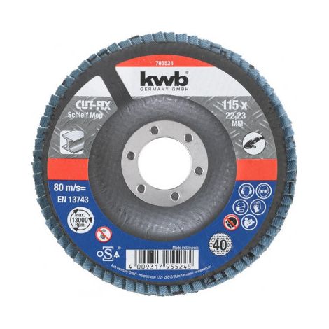 KWB disco laminado zirconio grano 40z 115x22 mm 49795524 , disco laminado zirconio grano 40z 115x22 mm 49795524 (1/2)