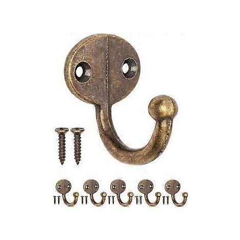 Kleiderhaken - Wandhaken - Wandhaken - 5 Stück, Zinklegierung - Bronze - mit Schrauben