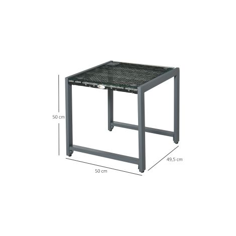 ® Table de jardin table d'appoint en verre trempé, polyrattan & aluminium, résistante aux intempéries & moderne pour jardin balcon terrasse (1/5)