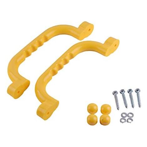 Juego de 2 asas de agarre con empuñaduras de dedo para marcos de escalada, casas de árboles, casas de juegos y equipo de juegos al aire libre, disponible en 5 colores para un juego seguro y divertido (1/5)