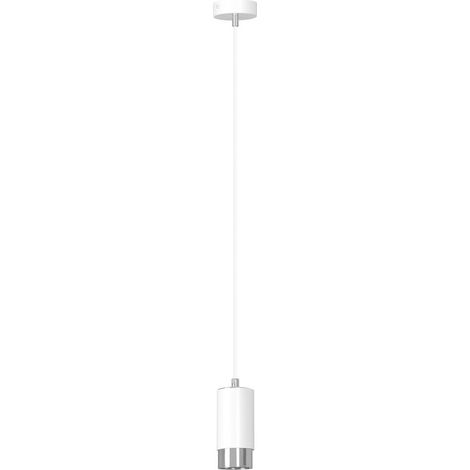 Lampada a Sospensione Fumiko, Acciaio verniciato a polvere, Bianco, Cromo, 8x100x8 cm